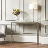 Elysee Mirrored Glass and Silver Metal Console Table from Roseland Furniture