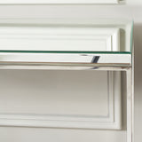 Elysee Mirrored Glass and Silver Metal Console Table from Roseland Furniture