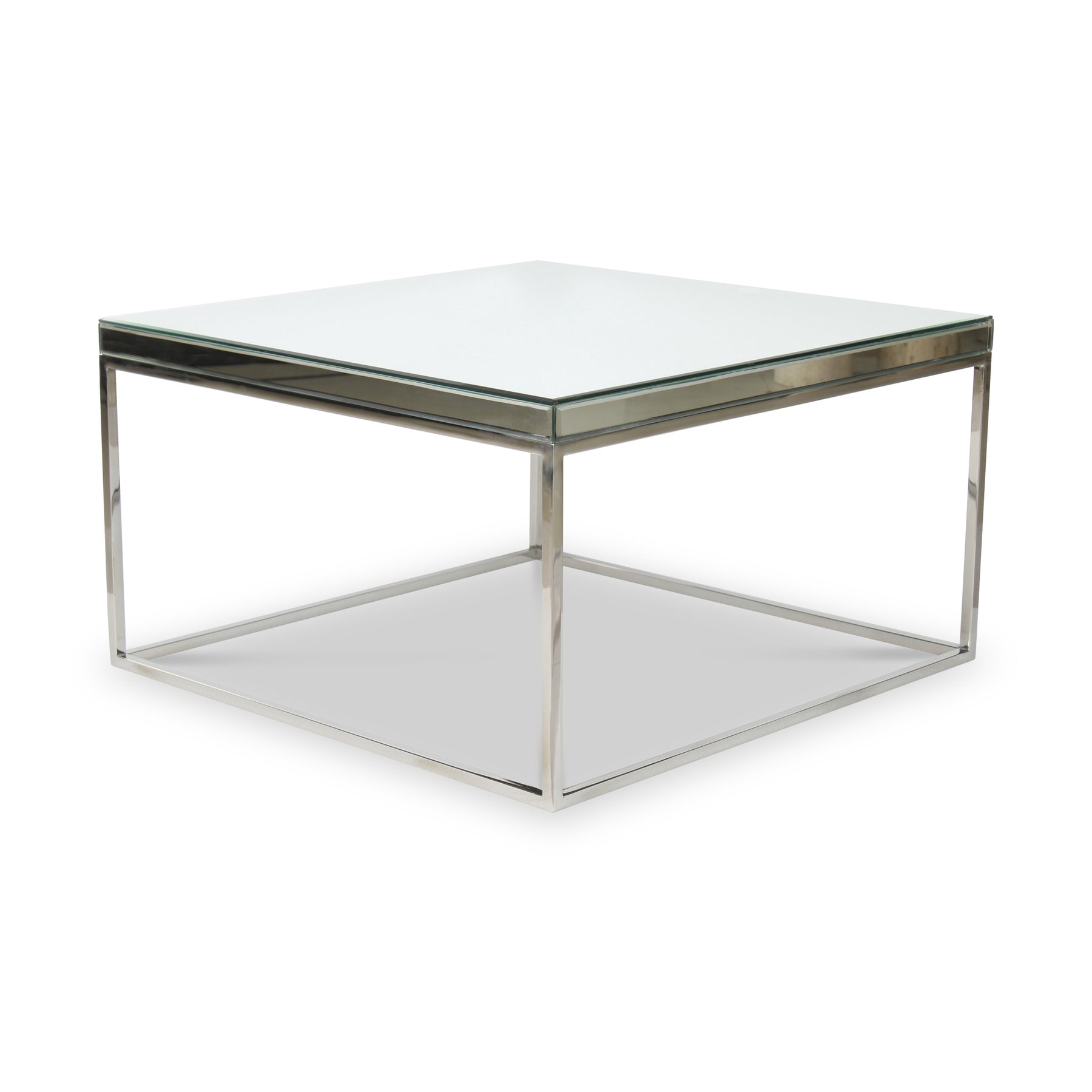 Elysee Mirrored Glass and Silver Square Coffee Table from Roseland Furniture