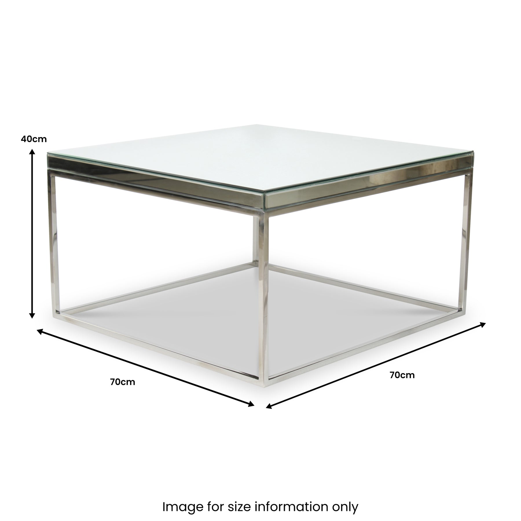 Elysee Mirrored Glass and Silver Square Coffee Table from Roseland Furniture