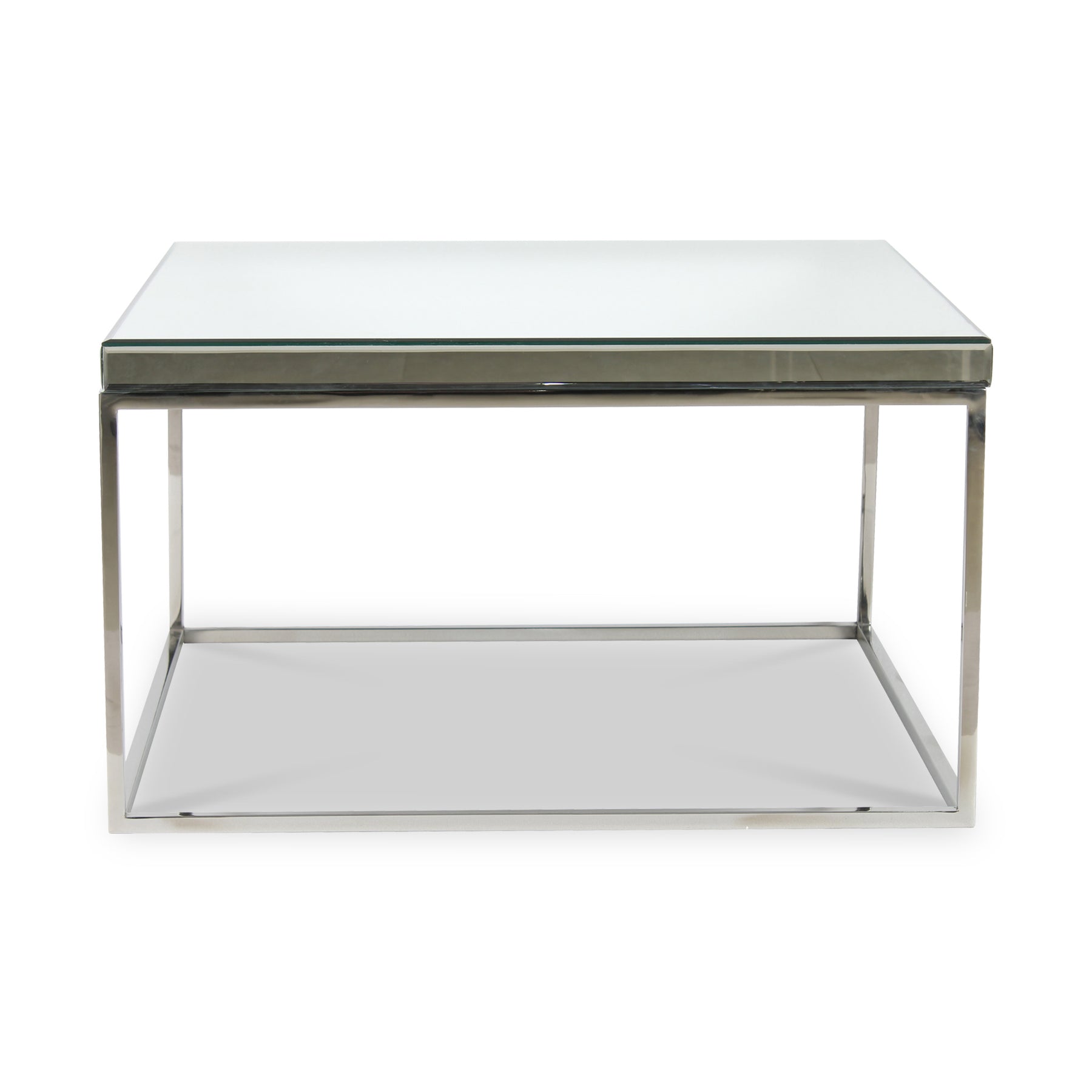 Elysee Mirrored Glass and Silver Square Coffee Table from Roseland Furniture