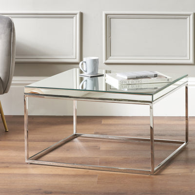 Elysee Mirrored Glass Square Coffee Table