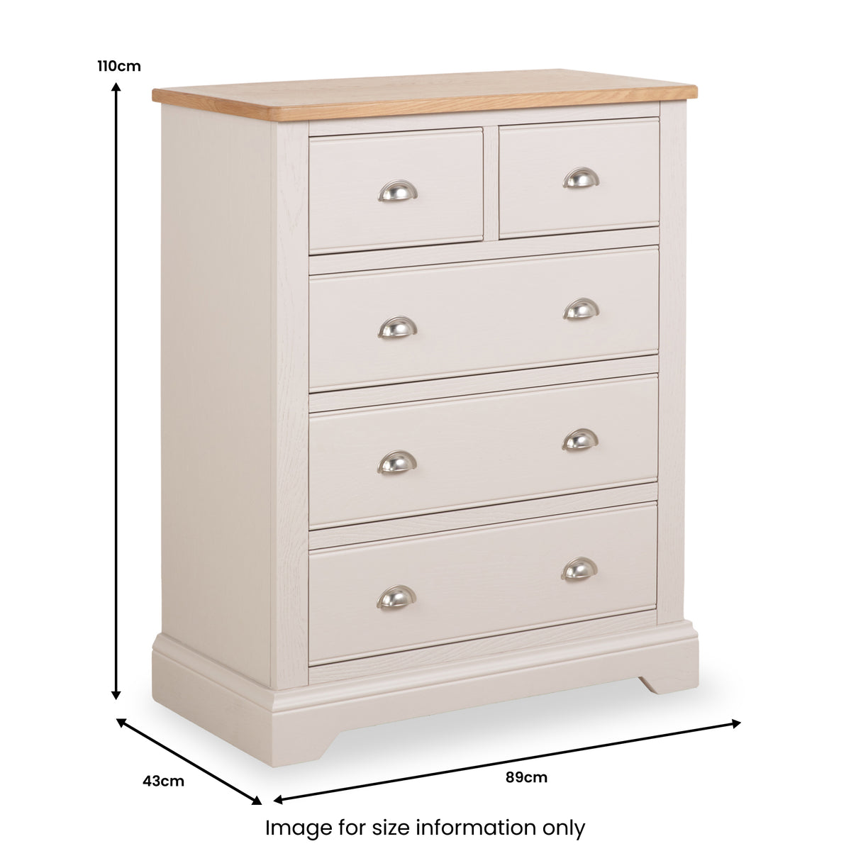 Fairford White Wood 5 Drawer from Roseland Furniture