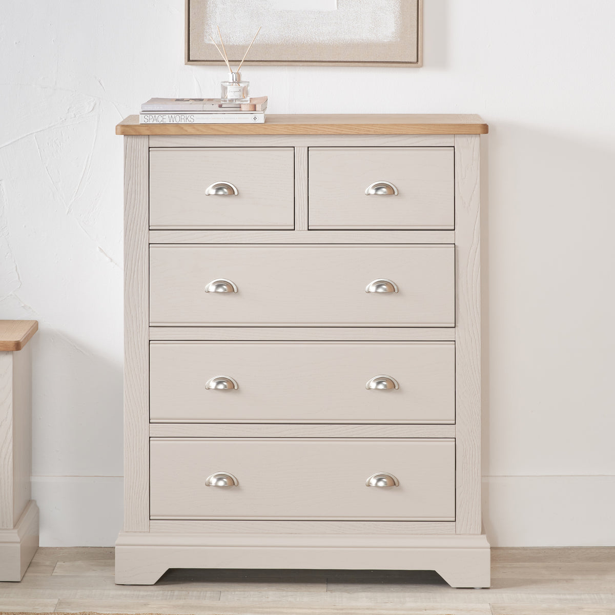Fairford White Wood 5 Drawer from Roseland Furniture