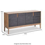 Gio Acacia Wood 4 Door Sideboard Angle2 from Roseland Furniture