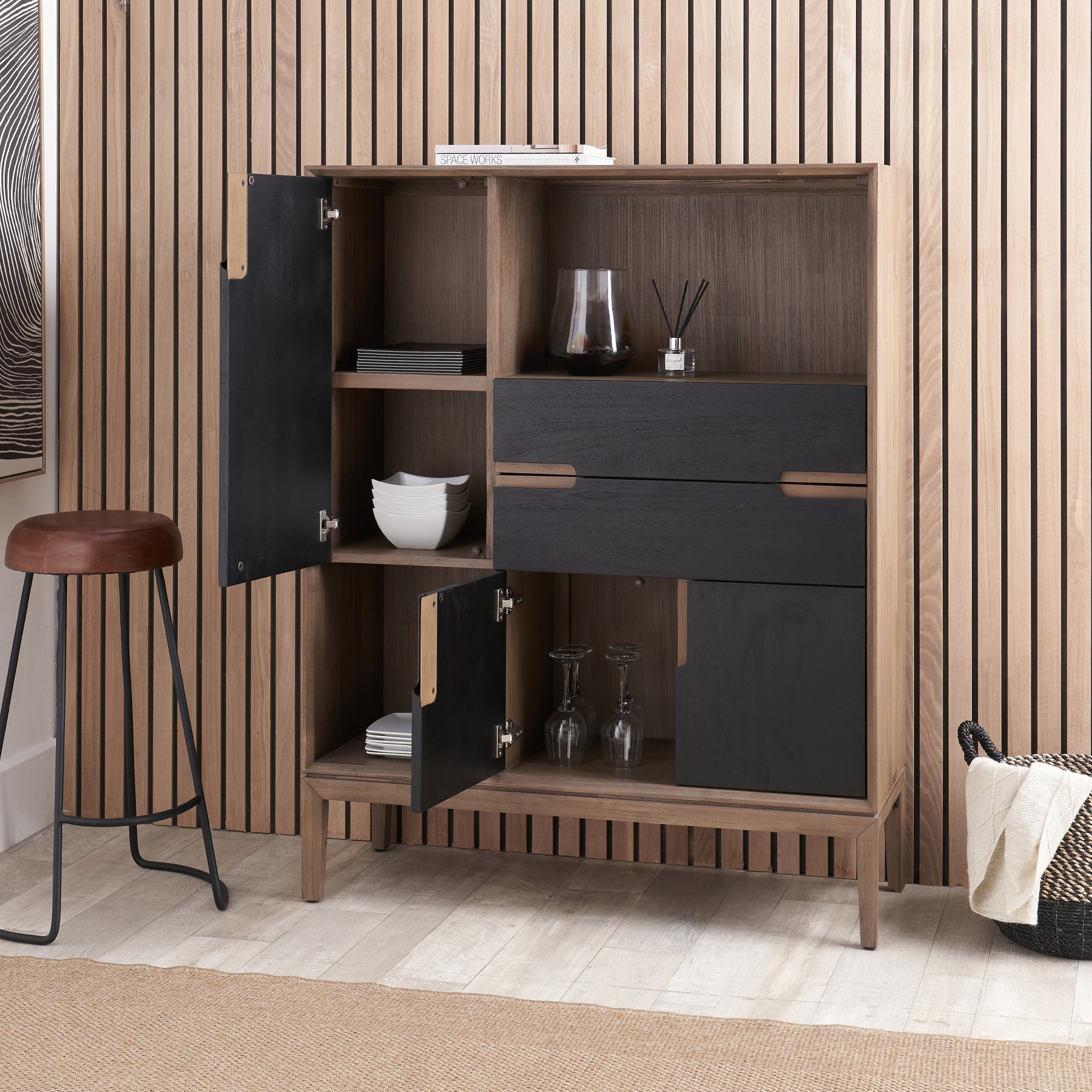 Gio Acacia Wood Display Unit from Roseland Furniture