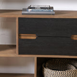 Gio Acacia Wood 2 Drawer 7 Niche Shelf Unit from Roseland Furniture