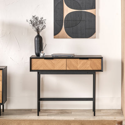 Hailee Oak and Pine 2 Drawer Console Table