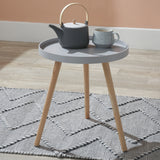Halston Light Grey Wood Side Table from Roseland Furniture