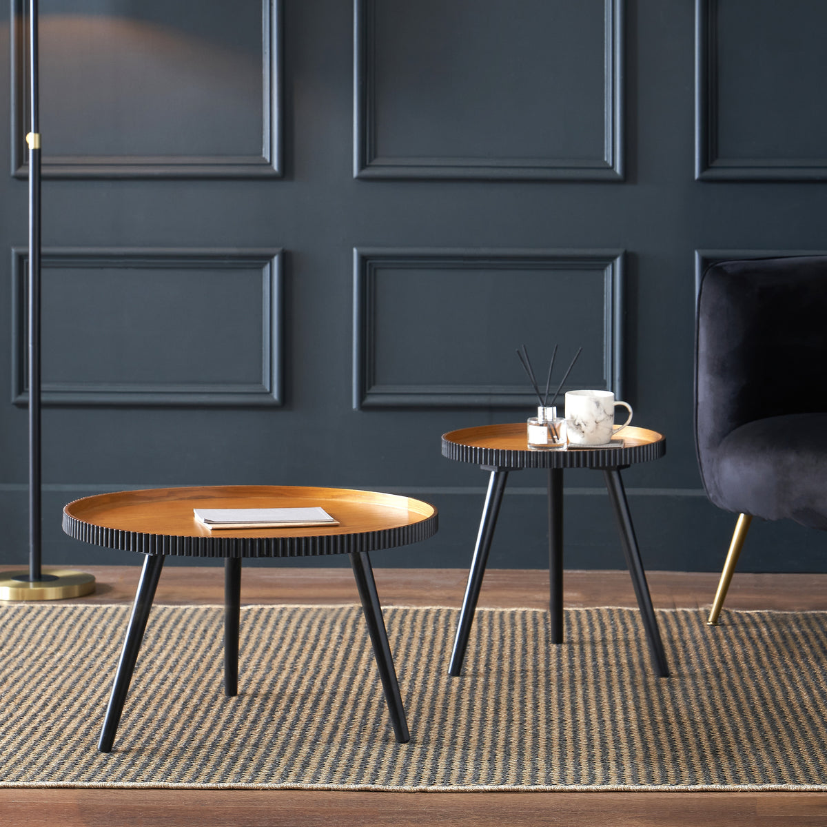 Hammond Natural and Black Wood Side Table from Roseland Furniture