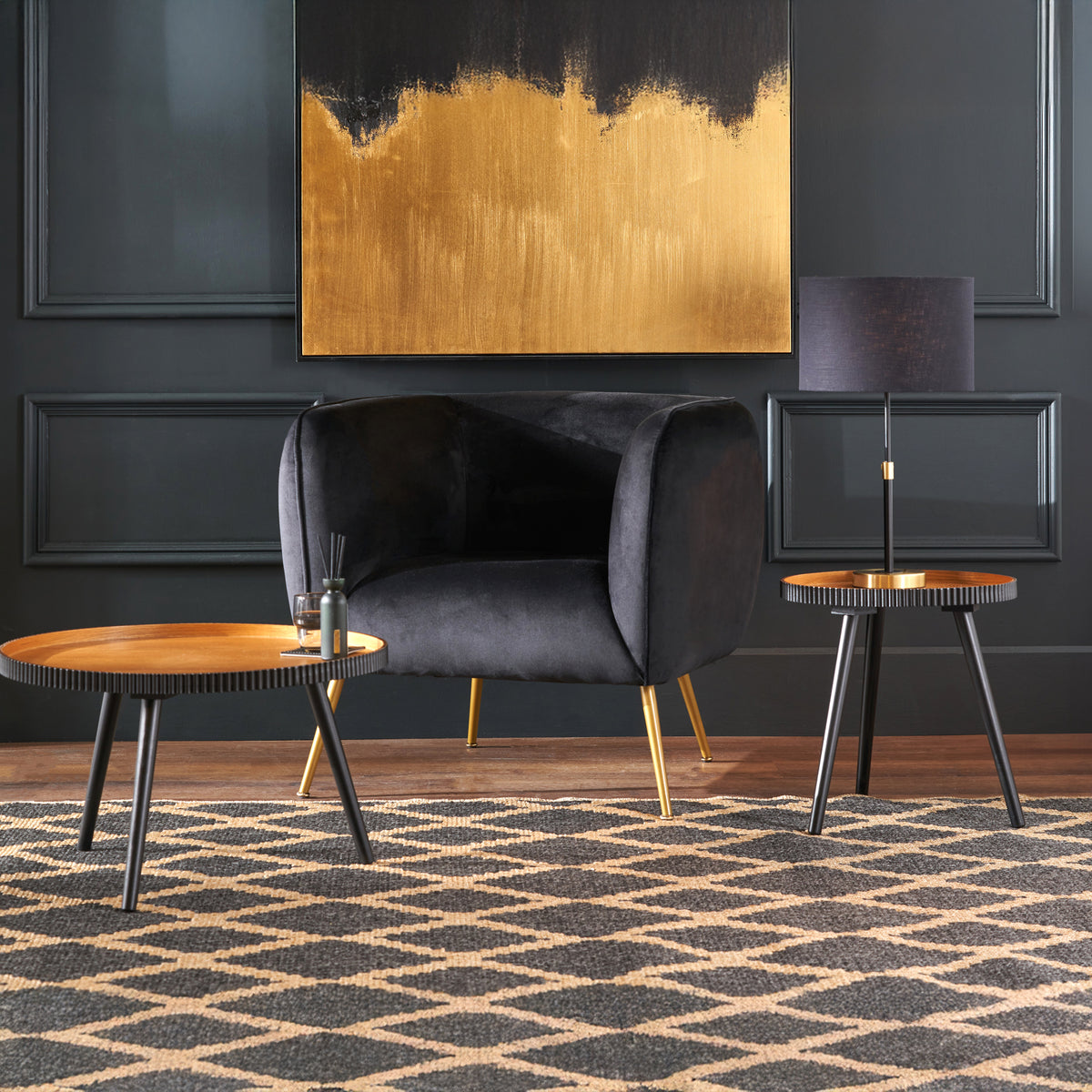 Hammond Natural and Black Wood Side Table from Roseland Furniture