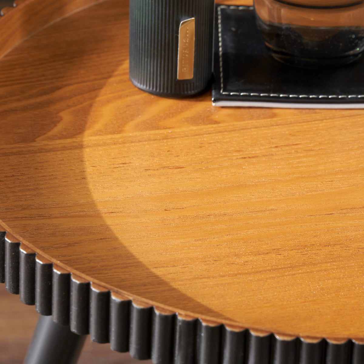 Hammond Natural and Black Wood Side Table from Roseland Furniture