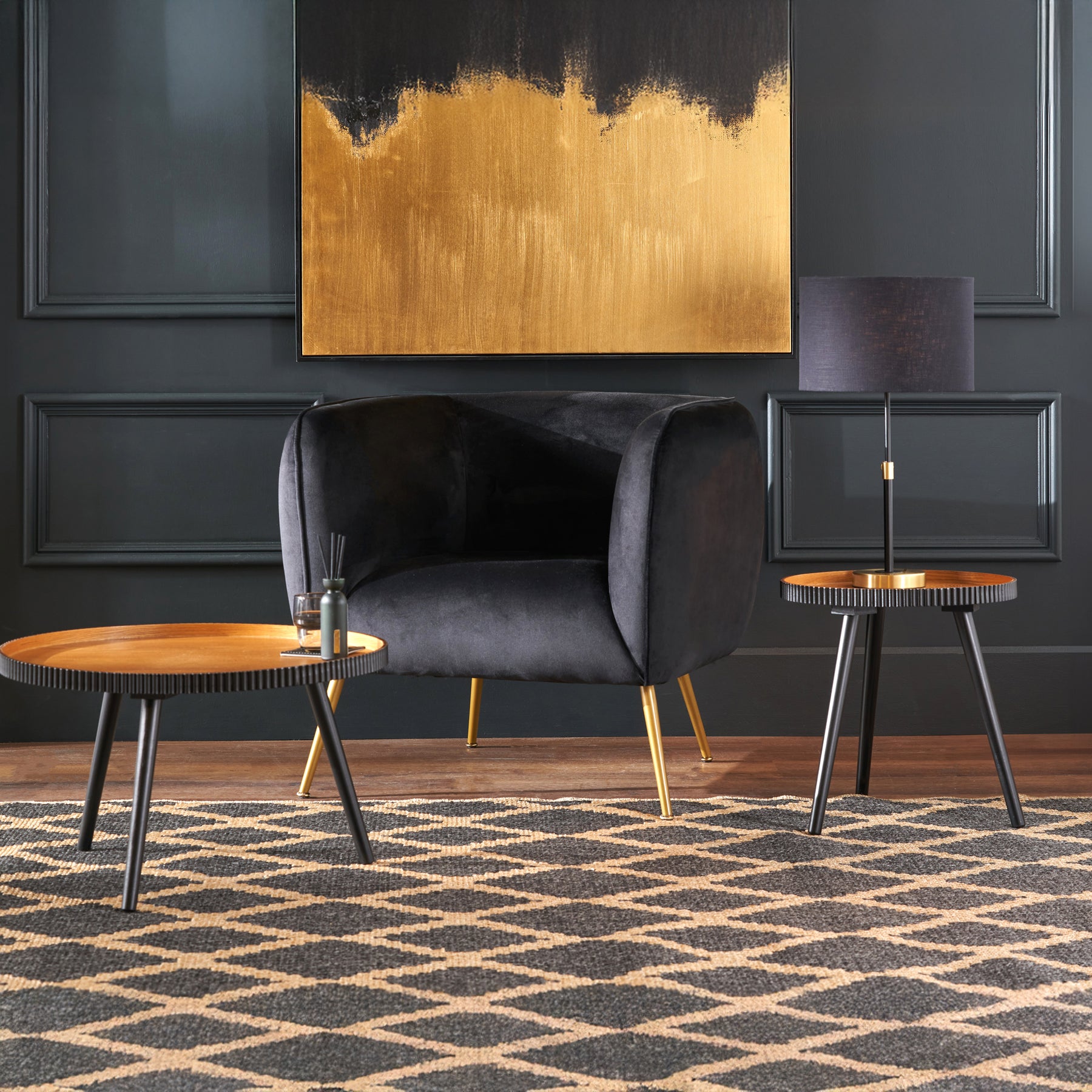 Hammond Natural and Black Wood Coffee Table from Roseland Furniture