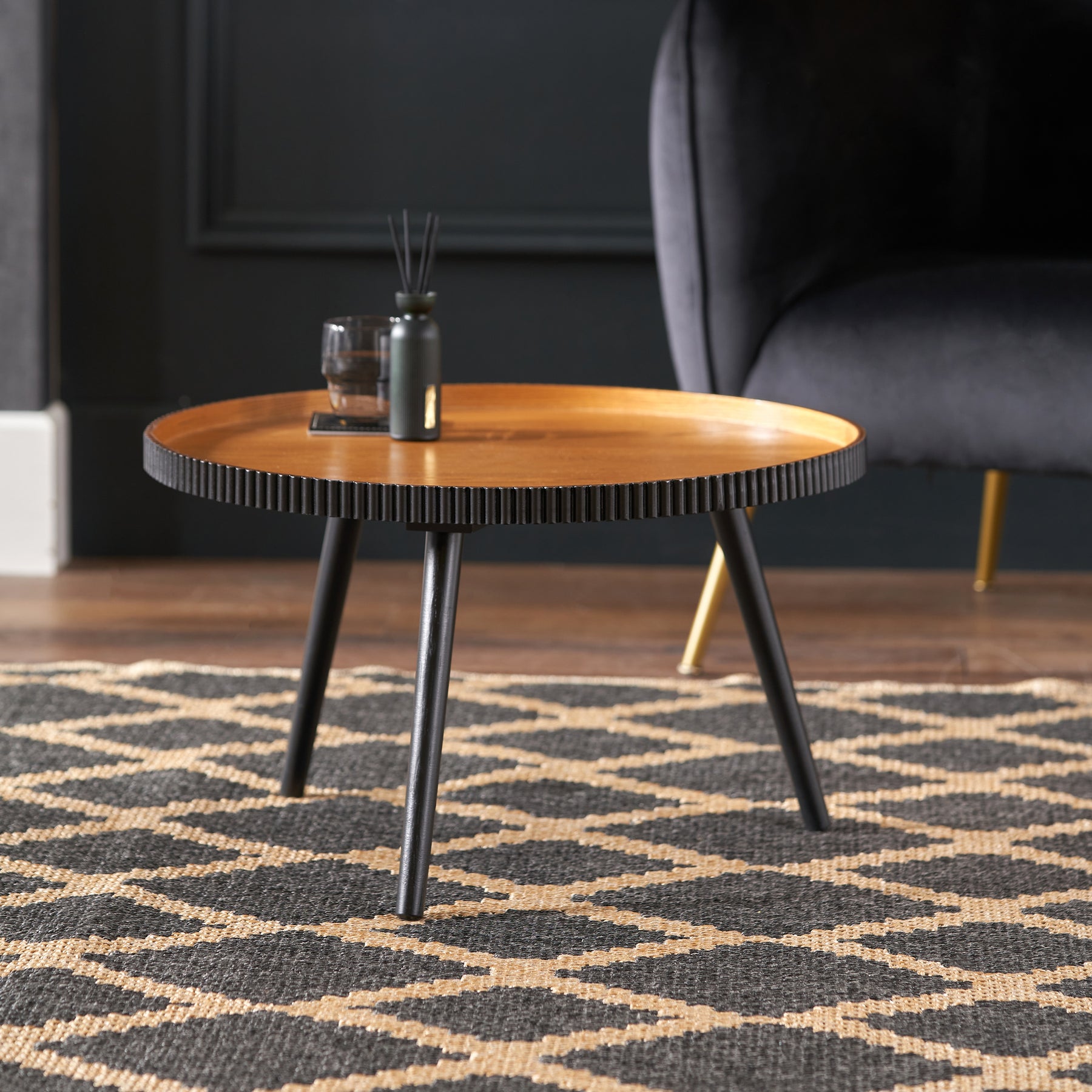 Hammond Natural and Black Wood Coffee Table from Roseland Furniture