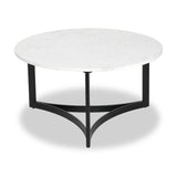 Hendrick White Marble and Black Metal Coffee Table from Roseland Furniture