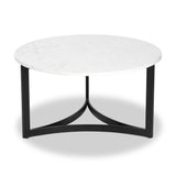 Hendrick White Marble and Black Metal Coffee Table from Roseland Furniture