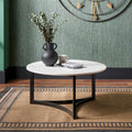 Hendrick White Marble and Black Metal Coffee Table from Roseland Furniture