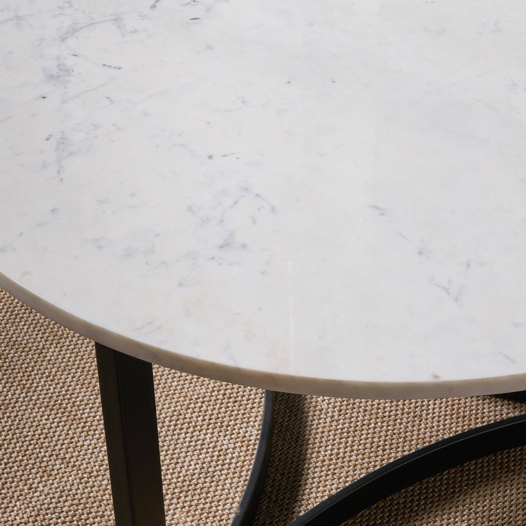 Hendrick White Marble and Black Metal Coffee Table from Roseland Furniture