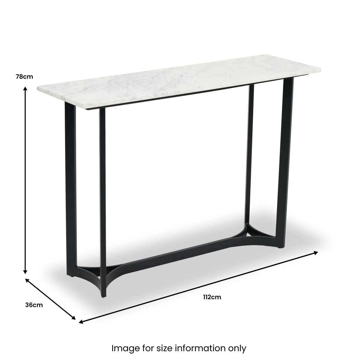 Hendrick White Marble and Black Metal Console Table from Roseland Furniture