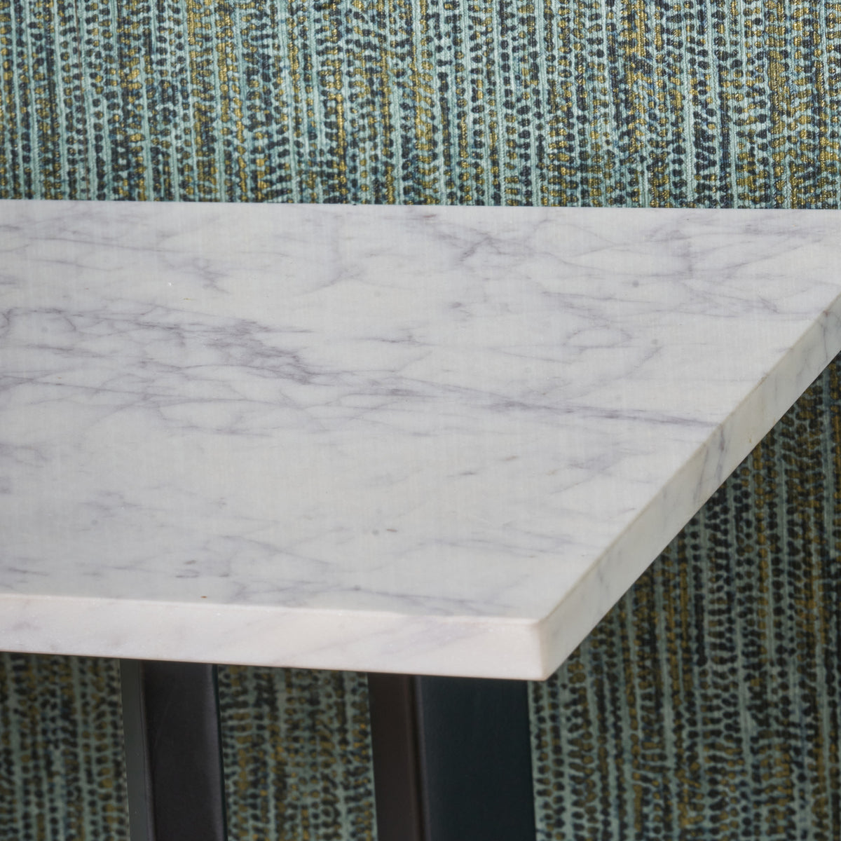 Hendrick White Marble and Black Metal Console Table from Roseland Furniture