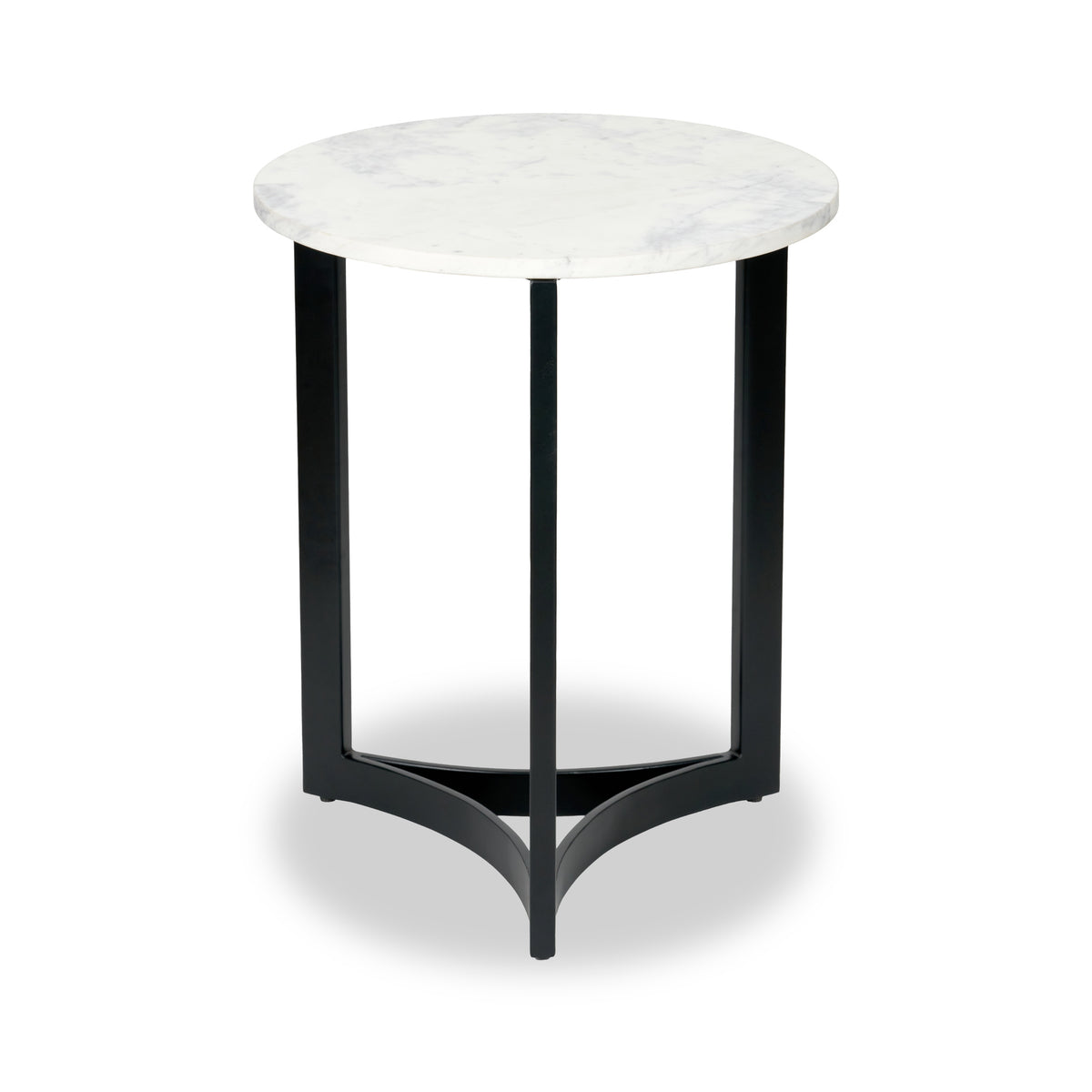 Hendrick White Marble and Black Metal Side Table from Roseland Furniture