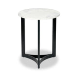 Hendrick White Marble and Black Metal Side Table from Roseland Furniture