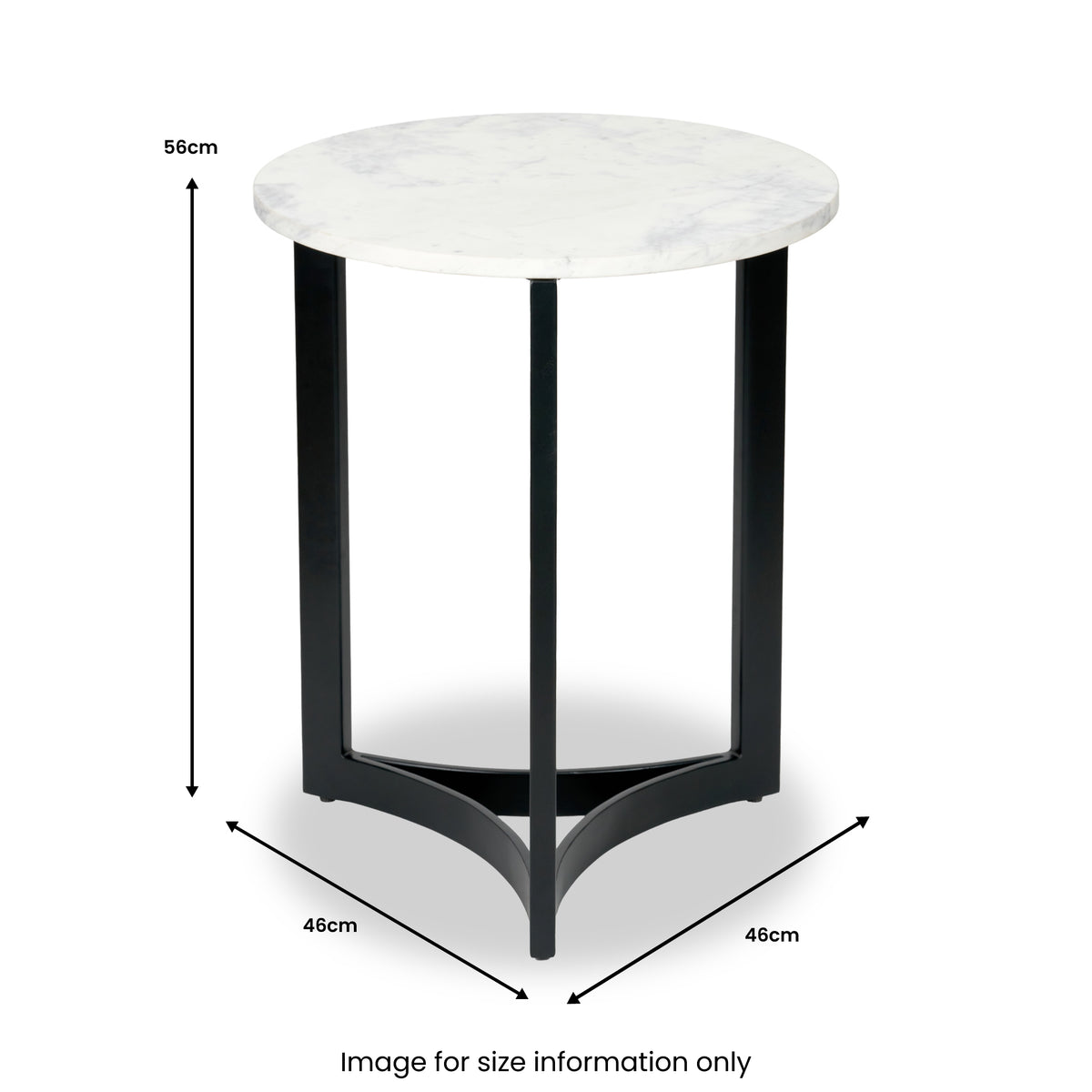 Hendrick White Marble and Black Metal Side Table from Roseland Furniture