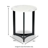 Hendrick White Marble and Black Metal Side Table from Roseland Furniture