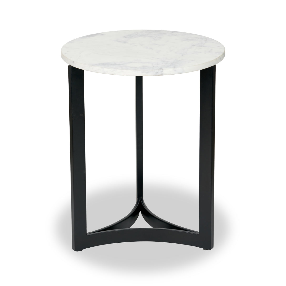 Hendrick White Marble and Black Metal Side Table from Roseland Furniture