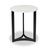 Hendrick White Marble and Black Metal Side Table from Roseland Furniture