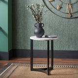Hendrick White Marble and Black Metal Side Table from Roseland Furniture