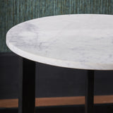 Hendrick White Marble and Black Metal Side Table from Roseland Furniture