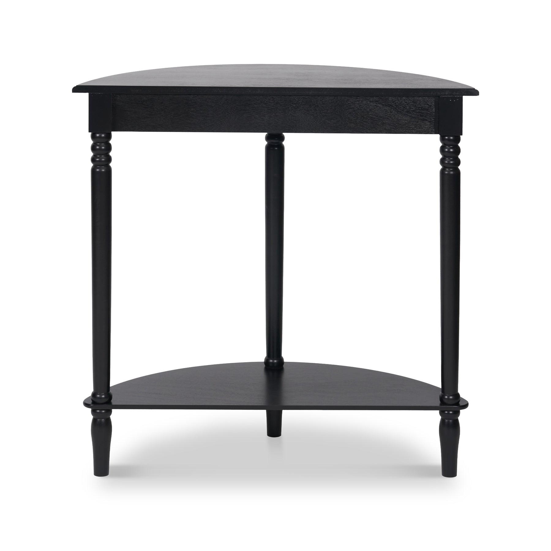 Heritage Black Pine Wood Half Moon Console Table Back1 from Roseland Furniture