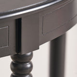 Heritage Black Pine Wood Half Moon Console Table Back1 from Roseland Furniture