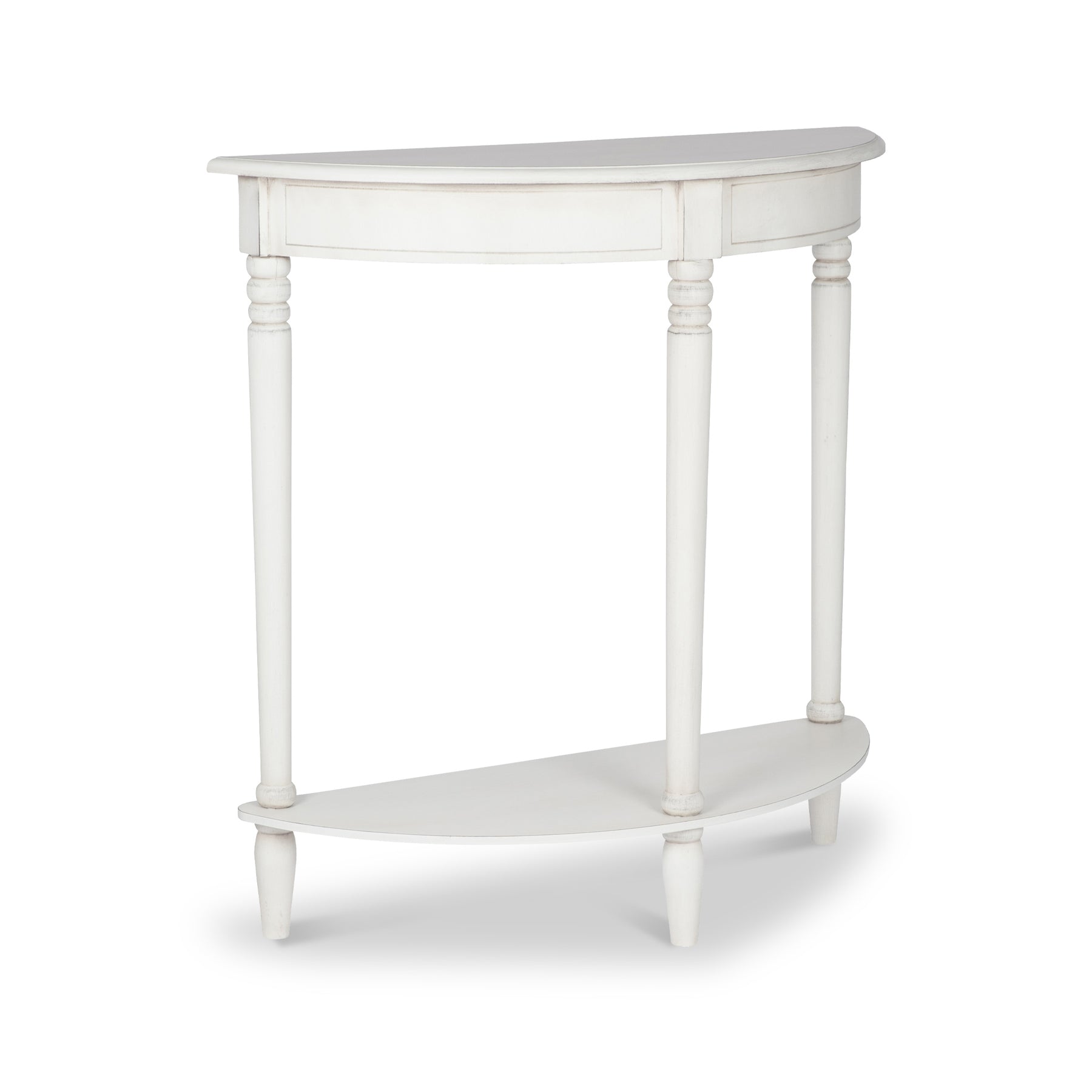 Heritage White Pine Wood Half Moon Console Table from Roseland Furniture