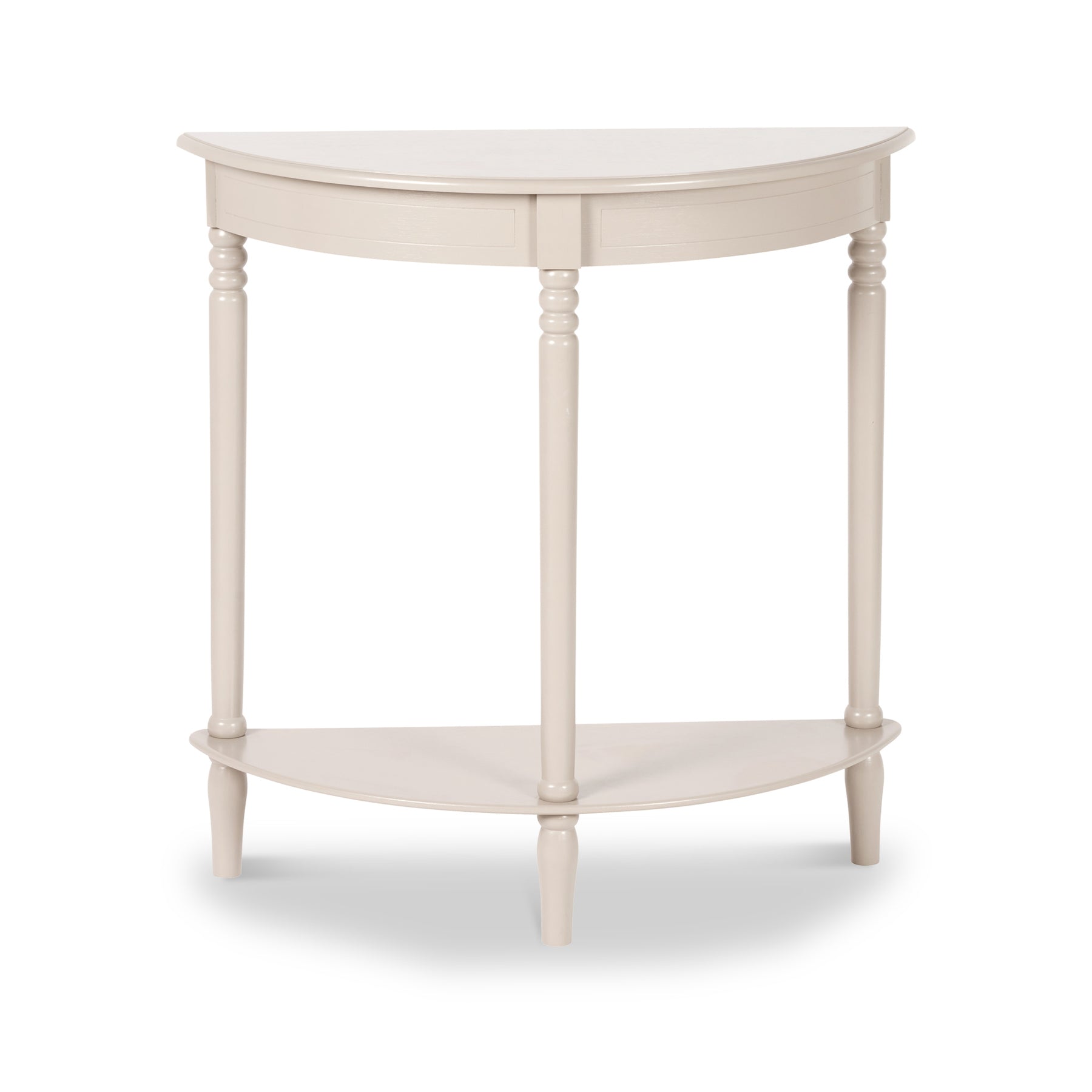 Heritage Putty Pine Wood Half Moon Console Table Back1 from Roseland Furniture