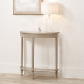 Heritage Putty Pine Wood Half Moon Console Table Back1 from Roseland Furniture