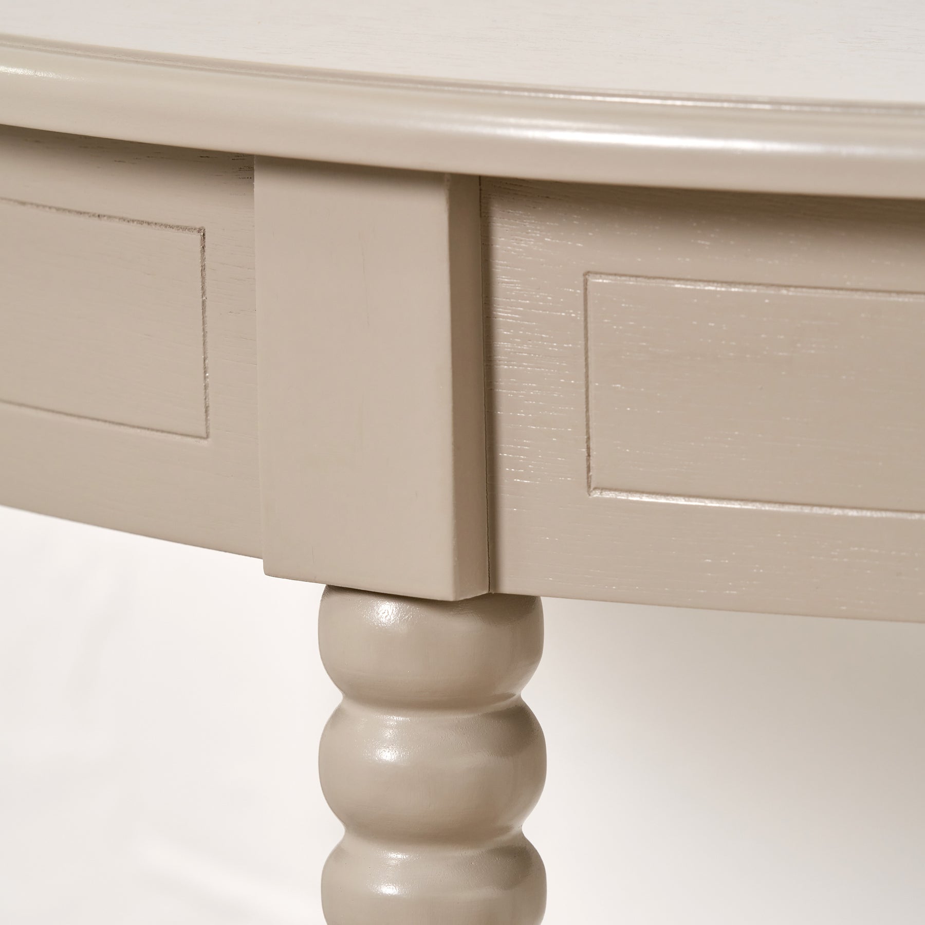 Heritage Putty Pine Wood Half Moon Console Table Back1 from Roseland Furniture