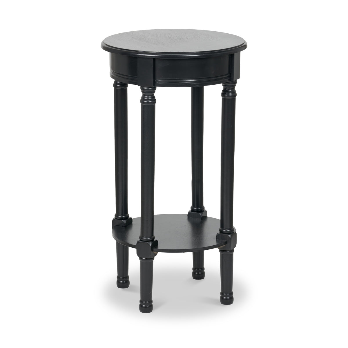 Heritage Black Pine Wood Round Accent Table from Roseland Furniture