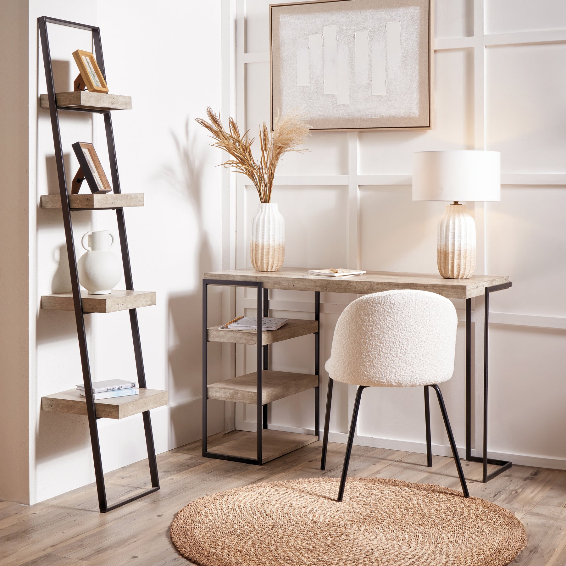 Jersey Concrete Effect 4 Shelf Ladder Unit from Roseland Furniture