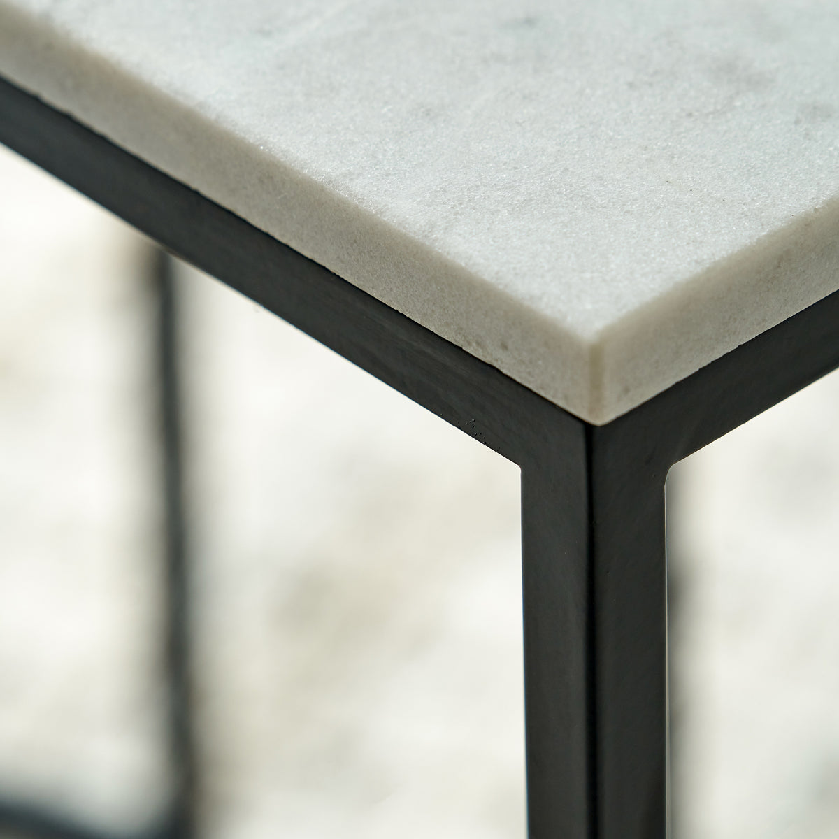 Kalani White Marble Square Side Table from Roseland Furniture