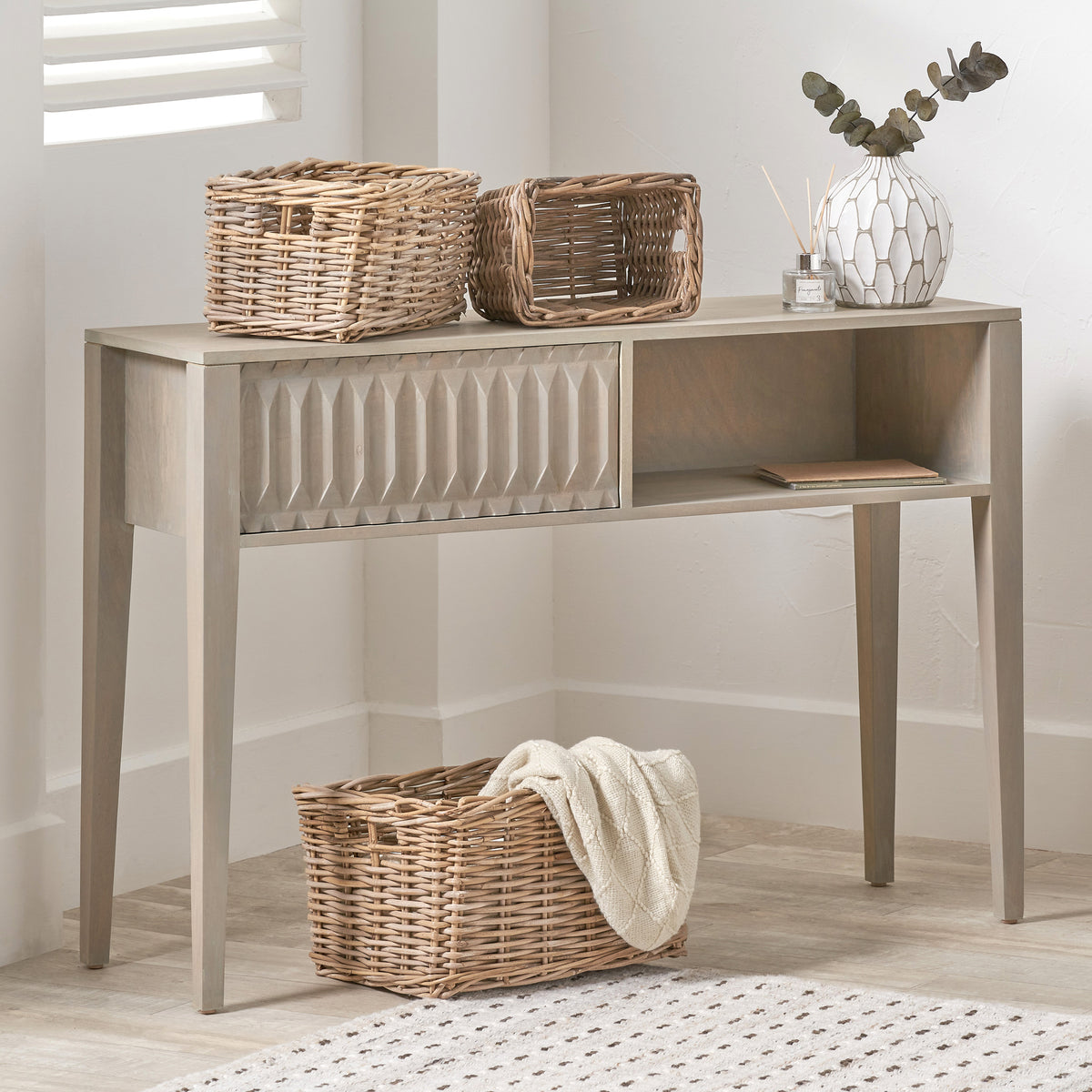 Khao Light Grey 1 Drawer Console Table from Roseland Furniture