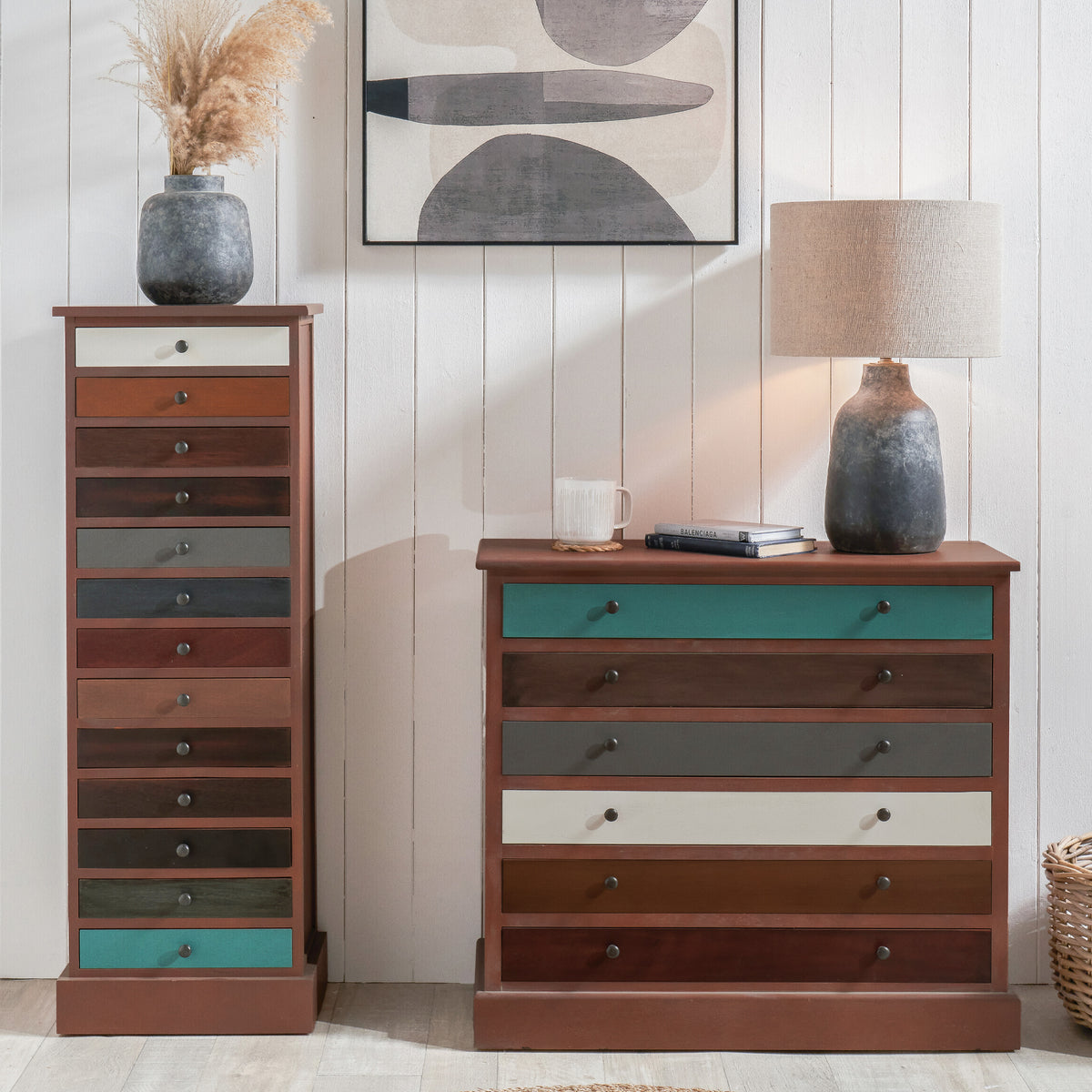 Loft Blue Multicoloured 13 Drawer Unit from Roseland Furniture