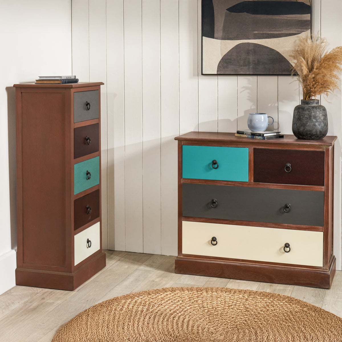 Loft Blue Multicoloured 5 Drawer Unit from Roseland Furniture