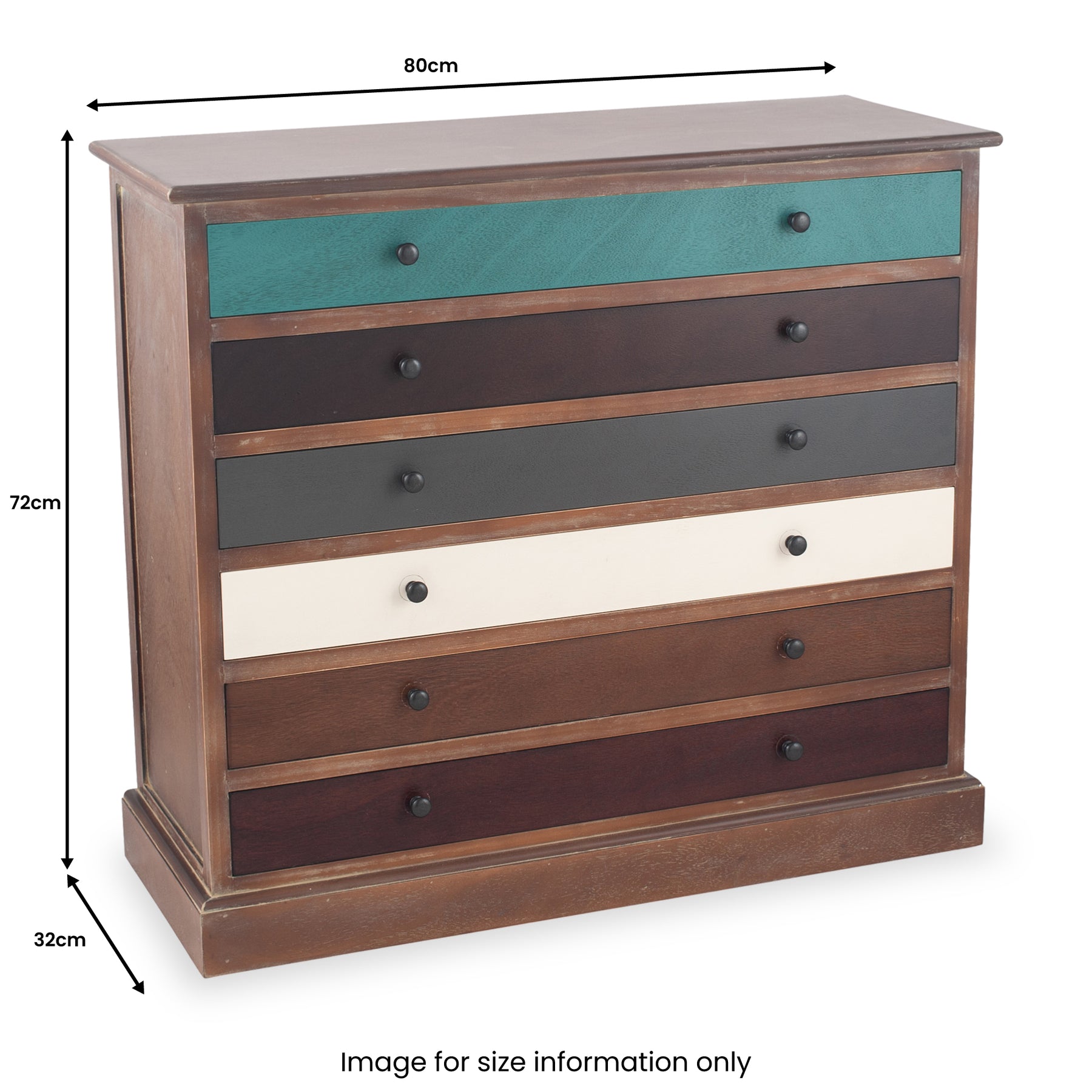 Loft Blue Multicoloured 6 Drawer Unit from Roseland Furniture
