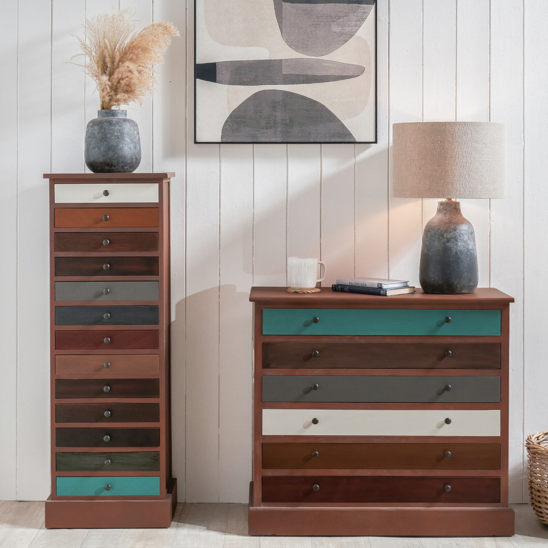 Loft Blue Multicoloured 6 Drawer Unit from Roseland Furniture