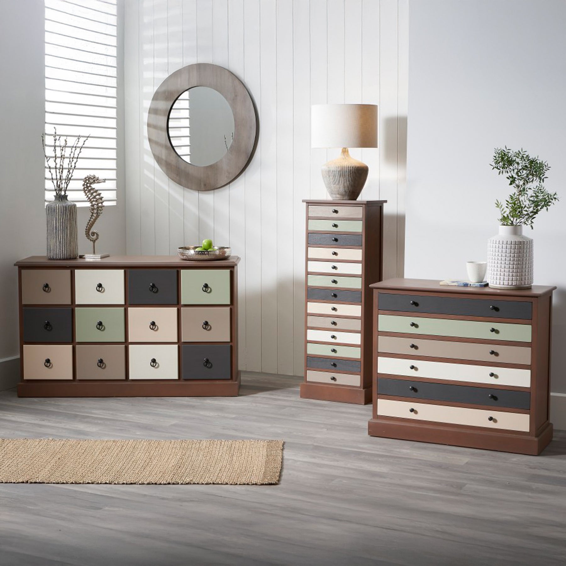 Loft Sage Multicoloured 12 Drawer Unit from Roseland Furniture
