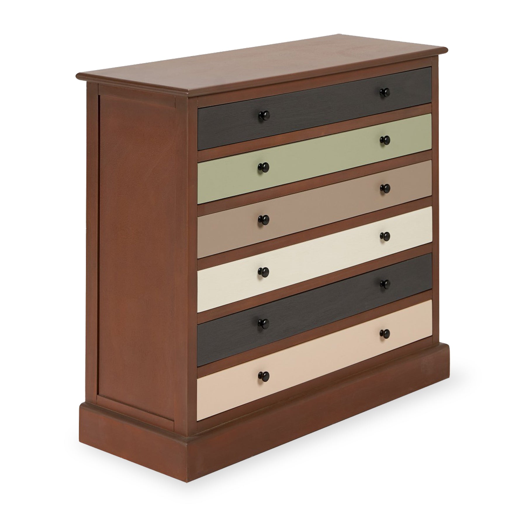Loft Pine 6 Drawer Chest with sage green drawer from Roseland Furniture