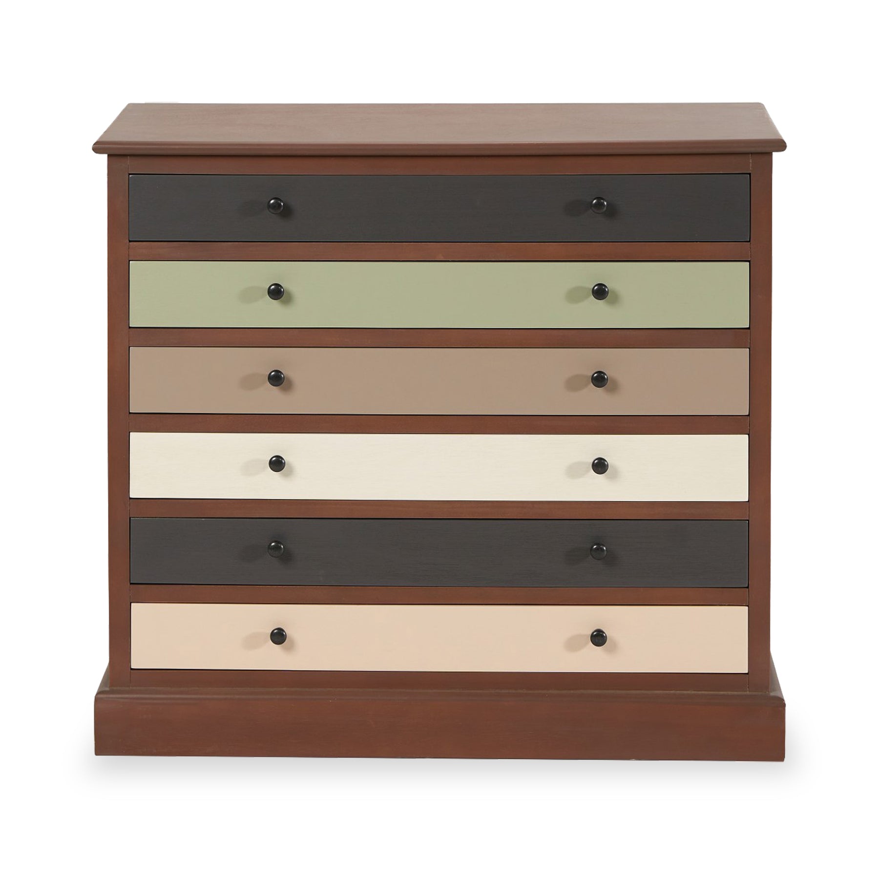 Loft Pine 6 Drawer Chest with sage green drawer from Roseland Furniture