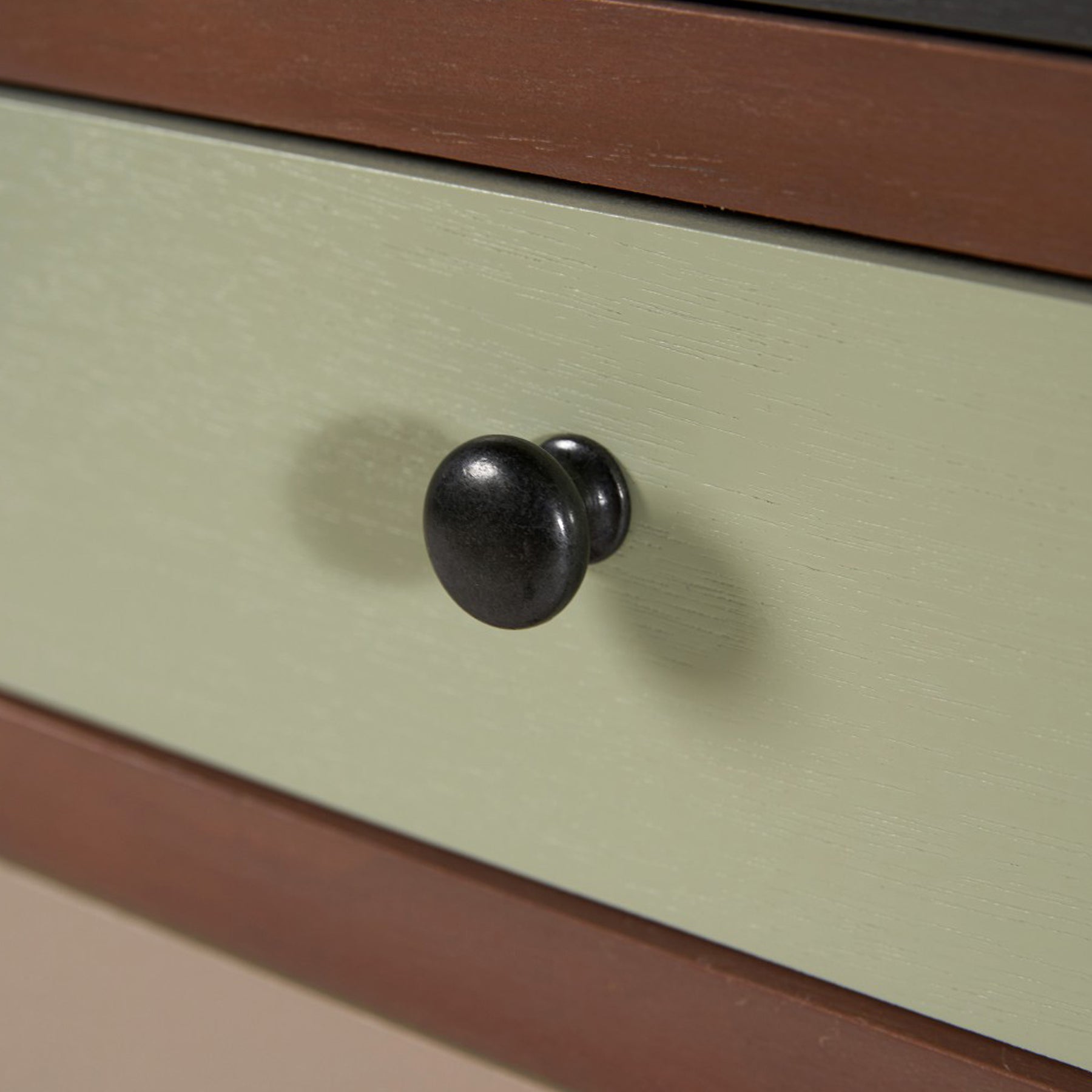 Loft Pine 6 Drawer Chest with sage green drawer from Roseland Furniture